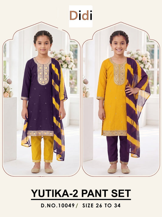 Yutika 2 Dn 10049 Didi Rayon 22Kg Girls Readymade Pant Suits Exporter India