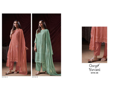 Yuvani 3749 Ganga Organza Pant Style Suits Wholesale Price