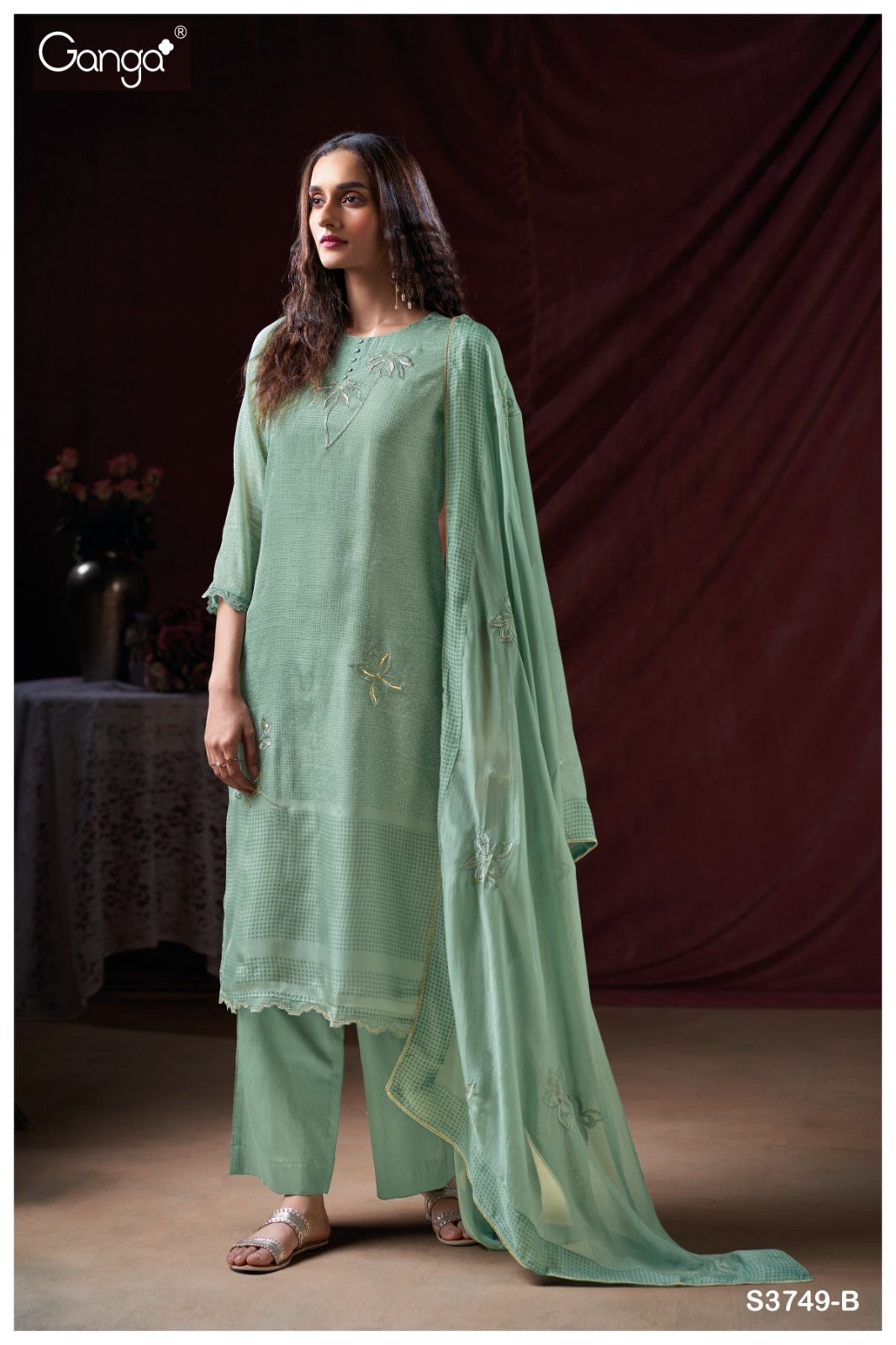 Yuvani 3749 Ganga Organza Pant Style Suits Wholesale Price