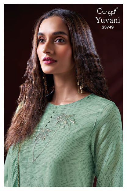 Yuvani 3749 Ganga Organza Pant Style Suits Wholesale Price