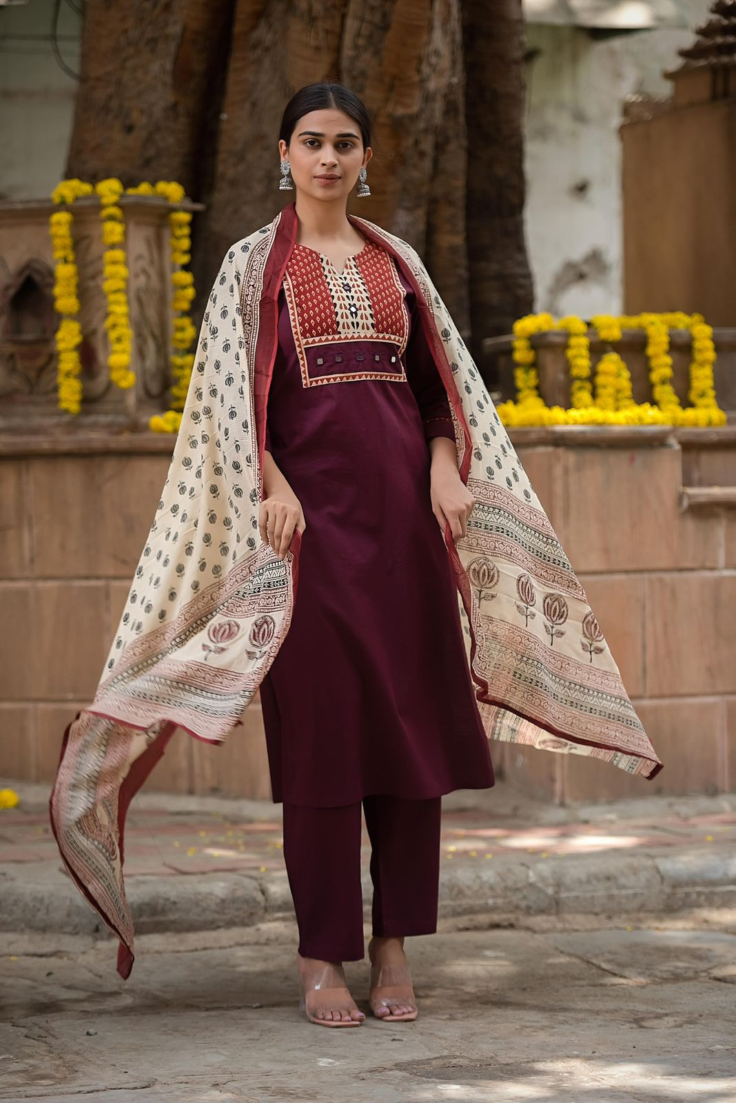 Yuvat-Gamthi Amba Pure Cotton Readymade Pant Style Suits Exporter India