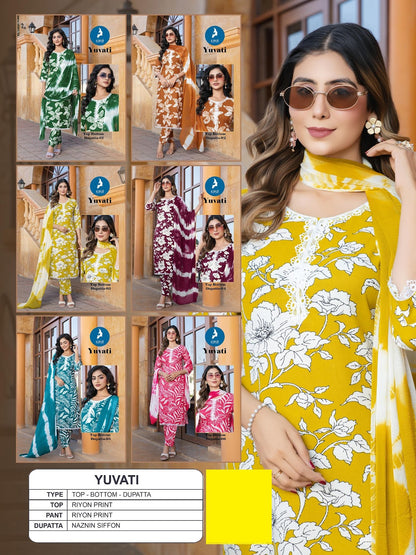 Yuvati Kaya Rayon Readymade Pant Style Suits Manufacturer Ahmedabad