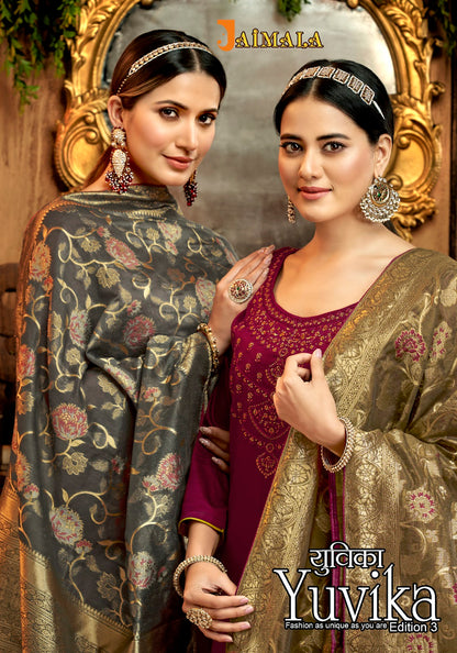 Yuvika Edition 3 Jaimala Pure Zam Plazzo Style Suits Exporter Ahmedabad
