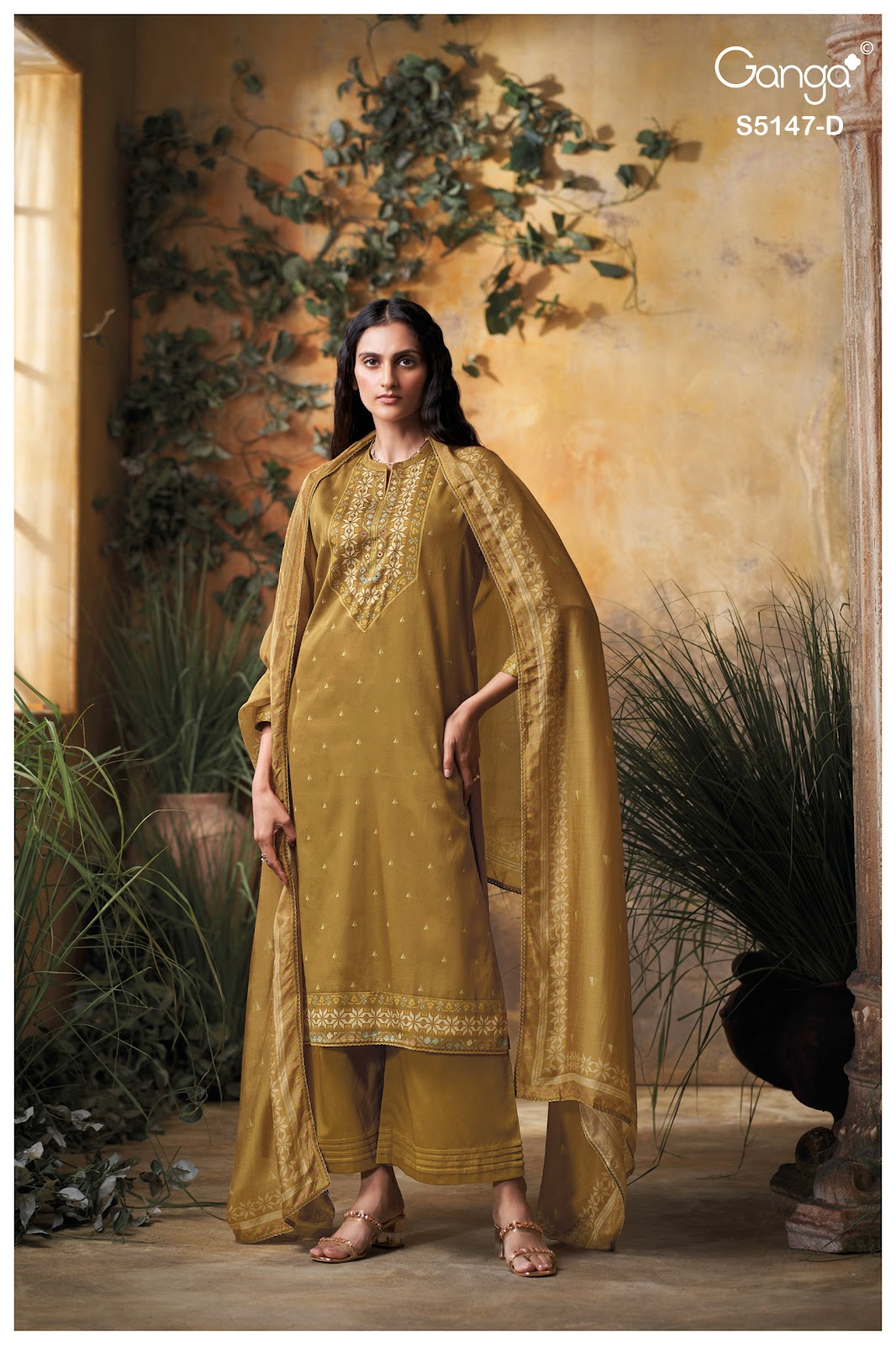Yuvika S5147 Ganga Cotton Satin Pant Style Suits Wholesale Rate
