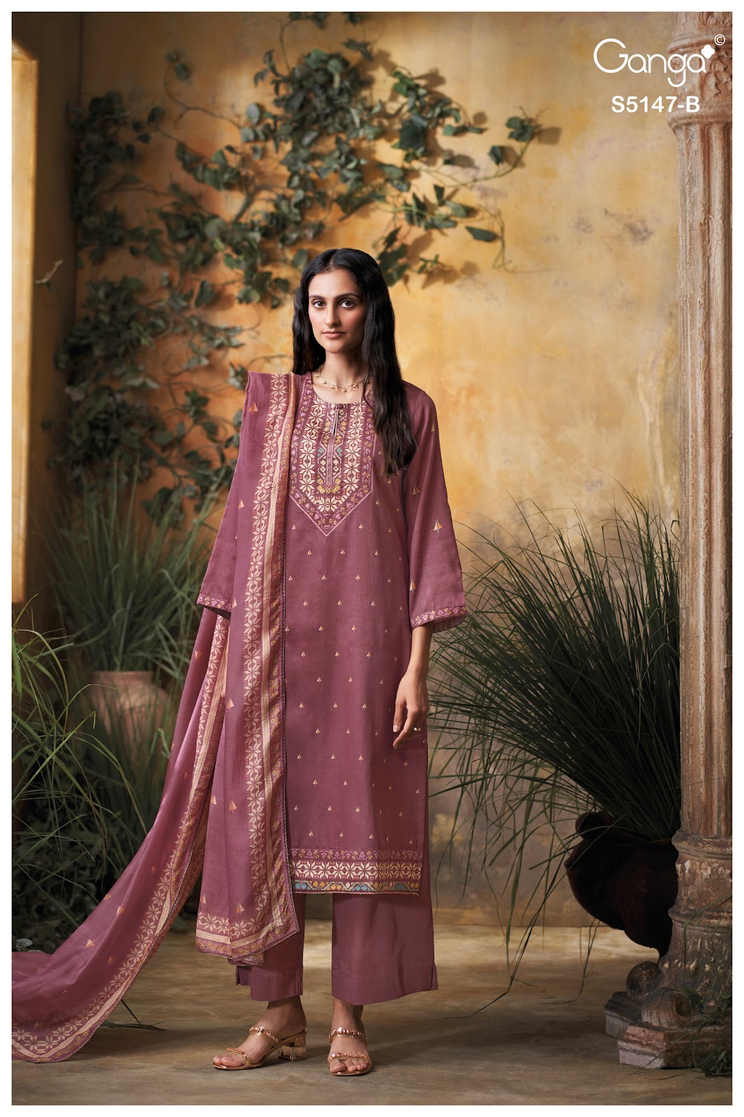 Yuvika S5147 Ganga Cotton Satin Pant Style Suits Wholesale Rate