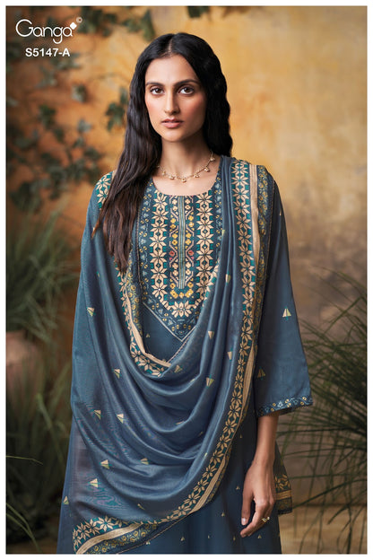 Yuvika S5147 Ganga Cotton Satin Pant Style Suits Wholesale Rate