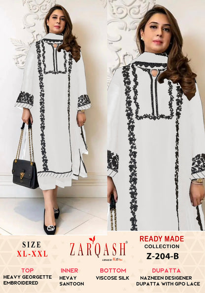 Z-204Ab Zarqash Fox Georgette Pakistani Readymade Suits Exporter India
