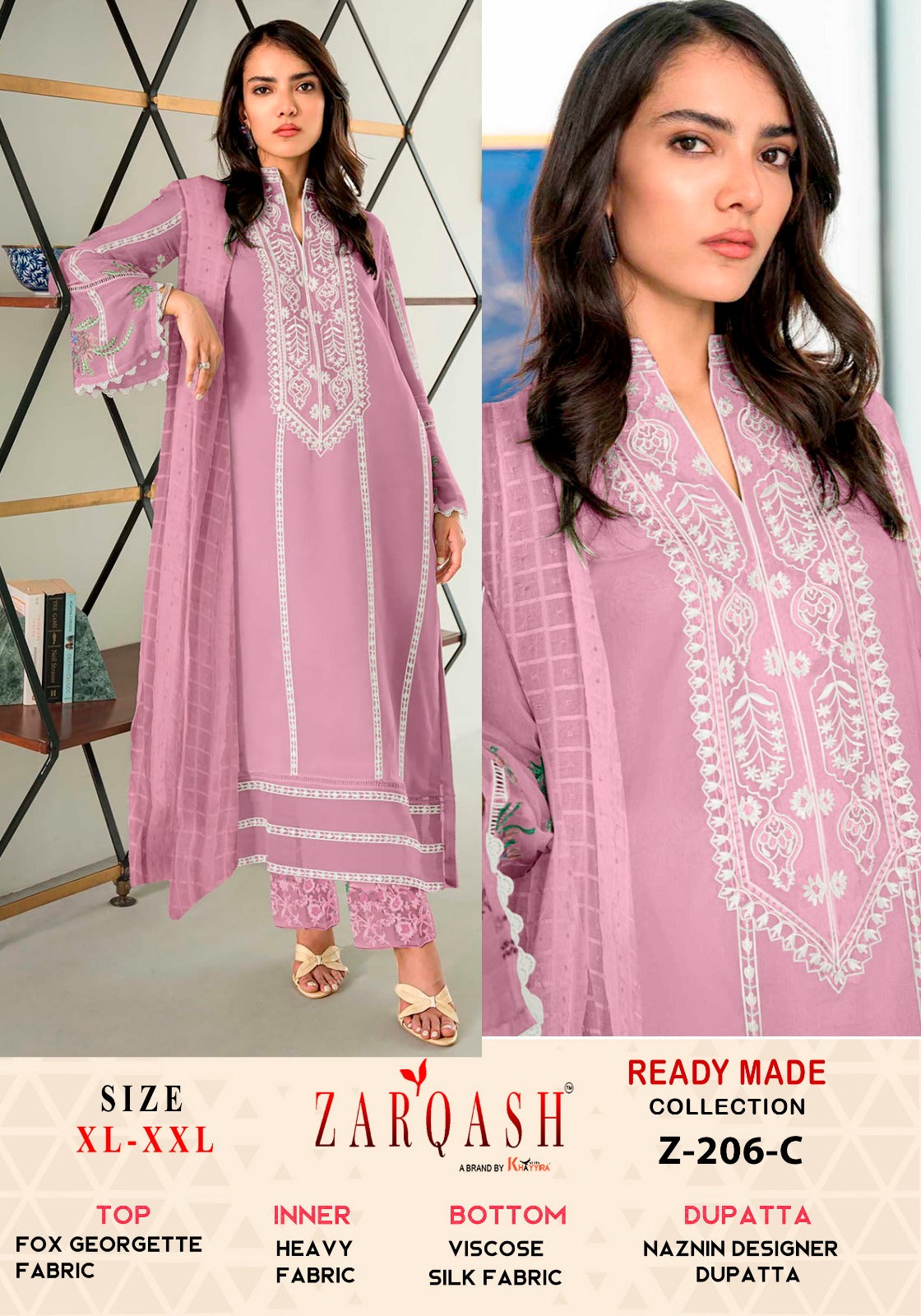 Z-206Abc Zarqash Fox Georgette Pakistani Readymade Suits Manufacturer Gujarat