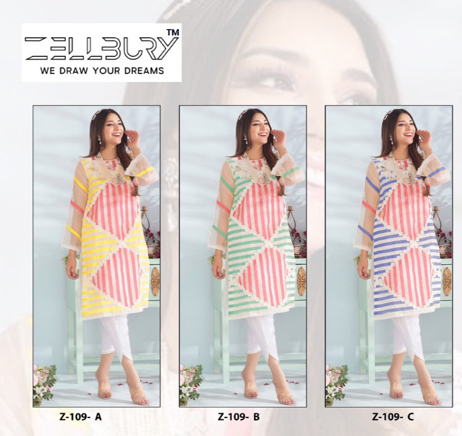 Z 109 Zellbury Satin Georgette Pakistani Readymade Suits Wholesale