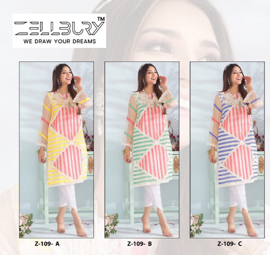 Z 109 Zellbury Satin Georgette Pakistani Readymade Suits Wholesale