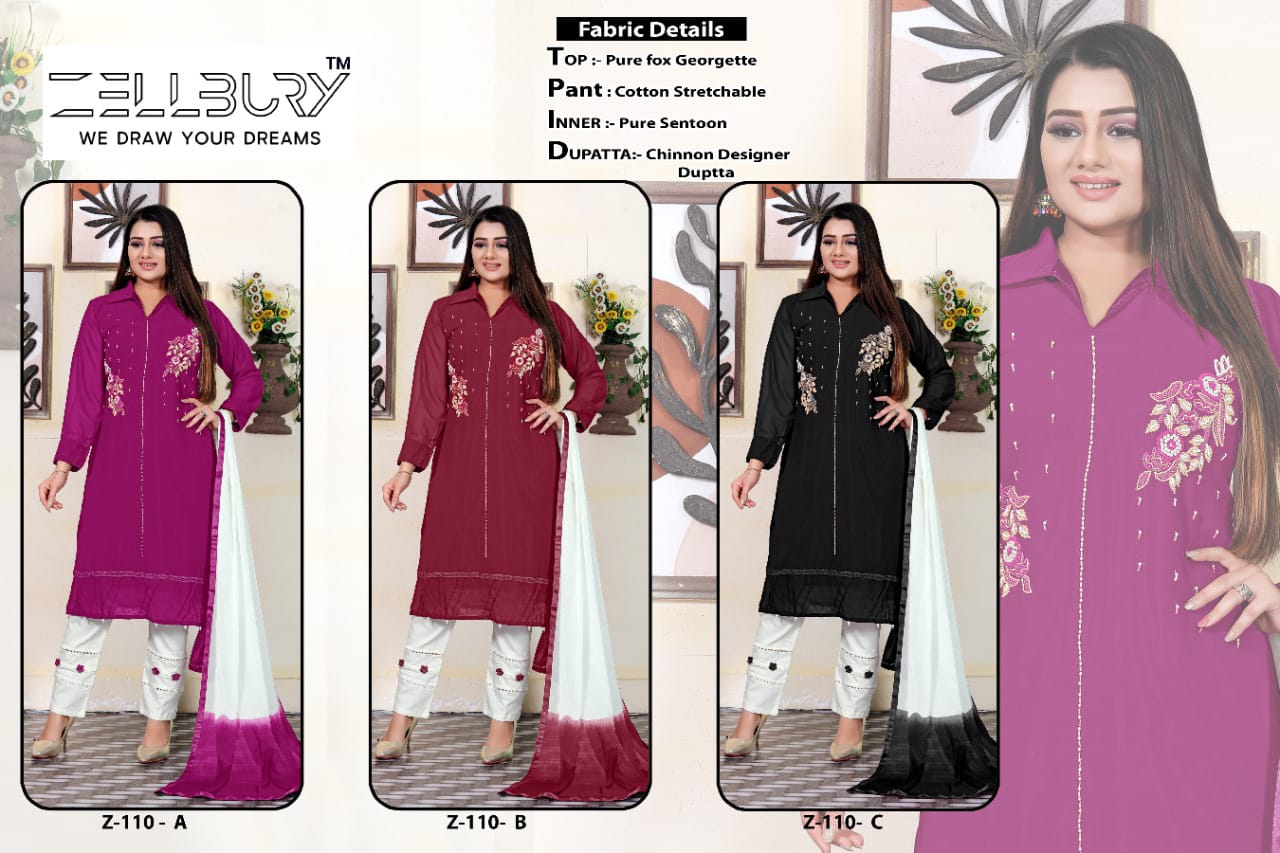 Z 110-Abc Zellbury Fox Georgette Pakistani Readymade Suits Manufacturer Ahmedabad