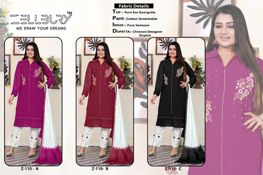 Z 110-Abc Zellbury Fox Georgette Pakistani Readymade Suits Manufacturer Ahmedabad