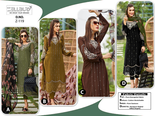 Z 119-Abcd Zellbury Georgette Pakistani Readymade Suits Exporter Ahmedabad