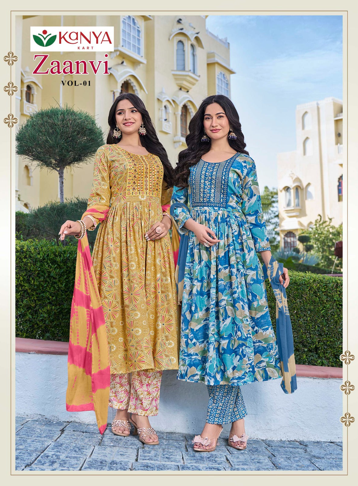 Zaanvi Vol 1 Kanya Kart Two Tone Readymade Anarkali Suits Wholesaler Ahmedabad