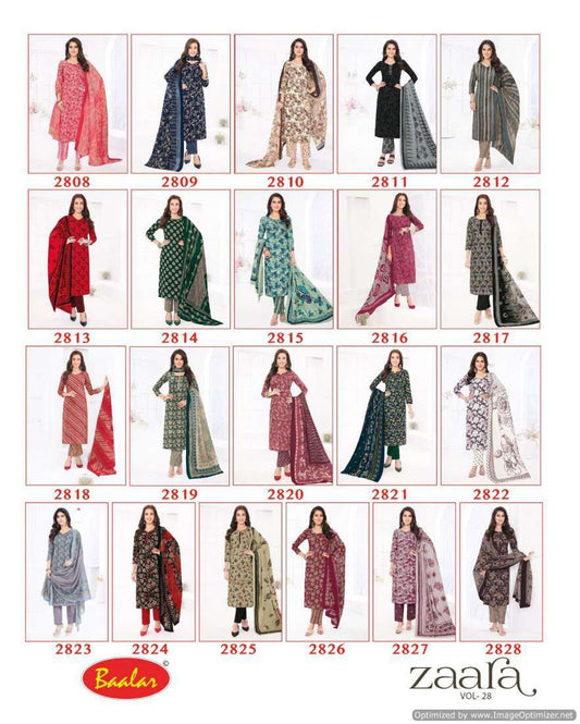 Zaara Vol 28 Baalar Cotton Dress Material Supplier Ahmedabad