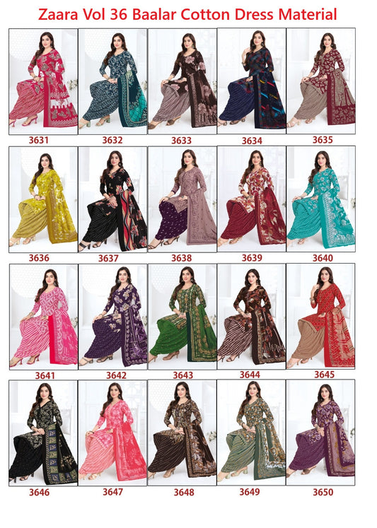 Zaara Vol 36 Baalar Cotton Dress Material Wholesale Rate