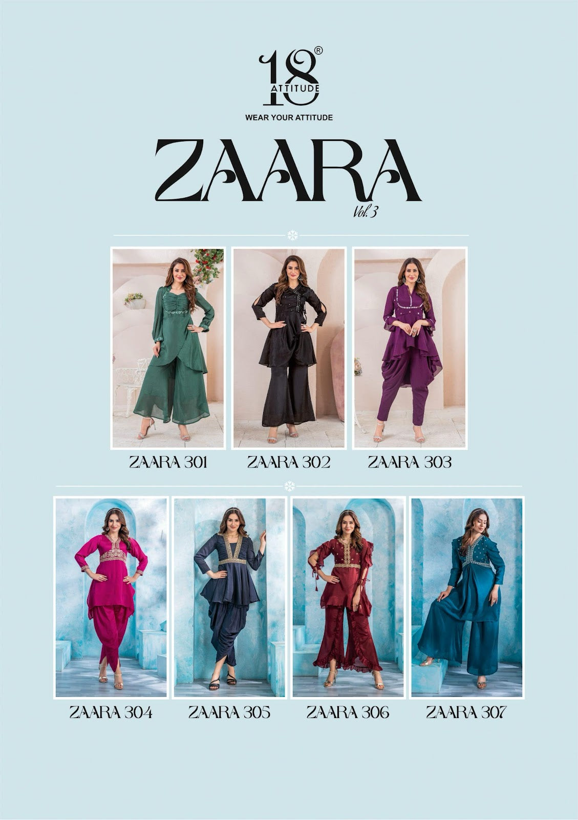 Zaara Vol 3 18 Attitude Chinon Chiffon Co Ord Set Wholesale Price