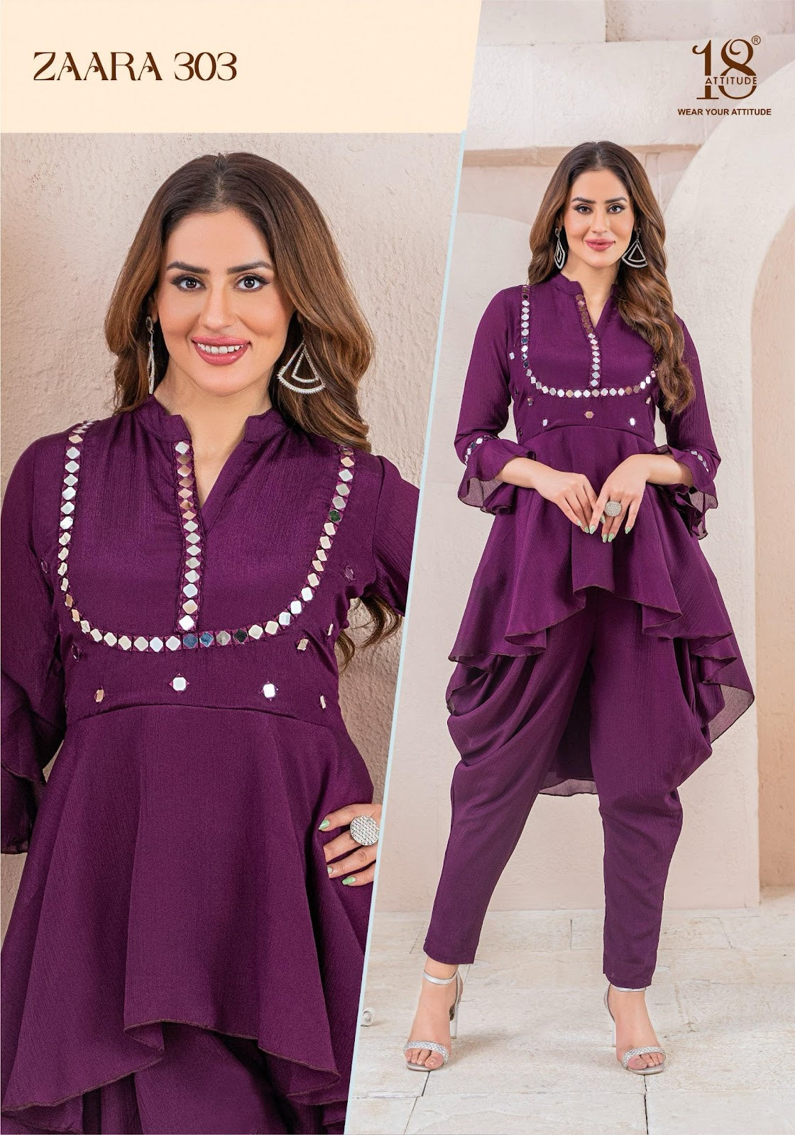 Zaara Vol 3 18 Attitude Chinon Chiffon Co Ord Set Wholesale Price