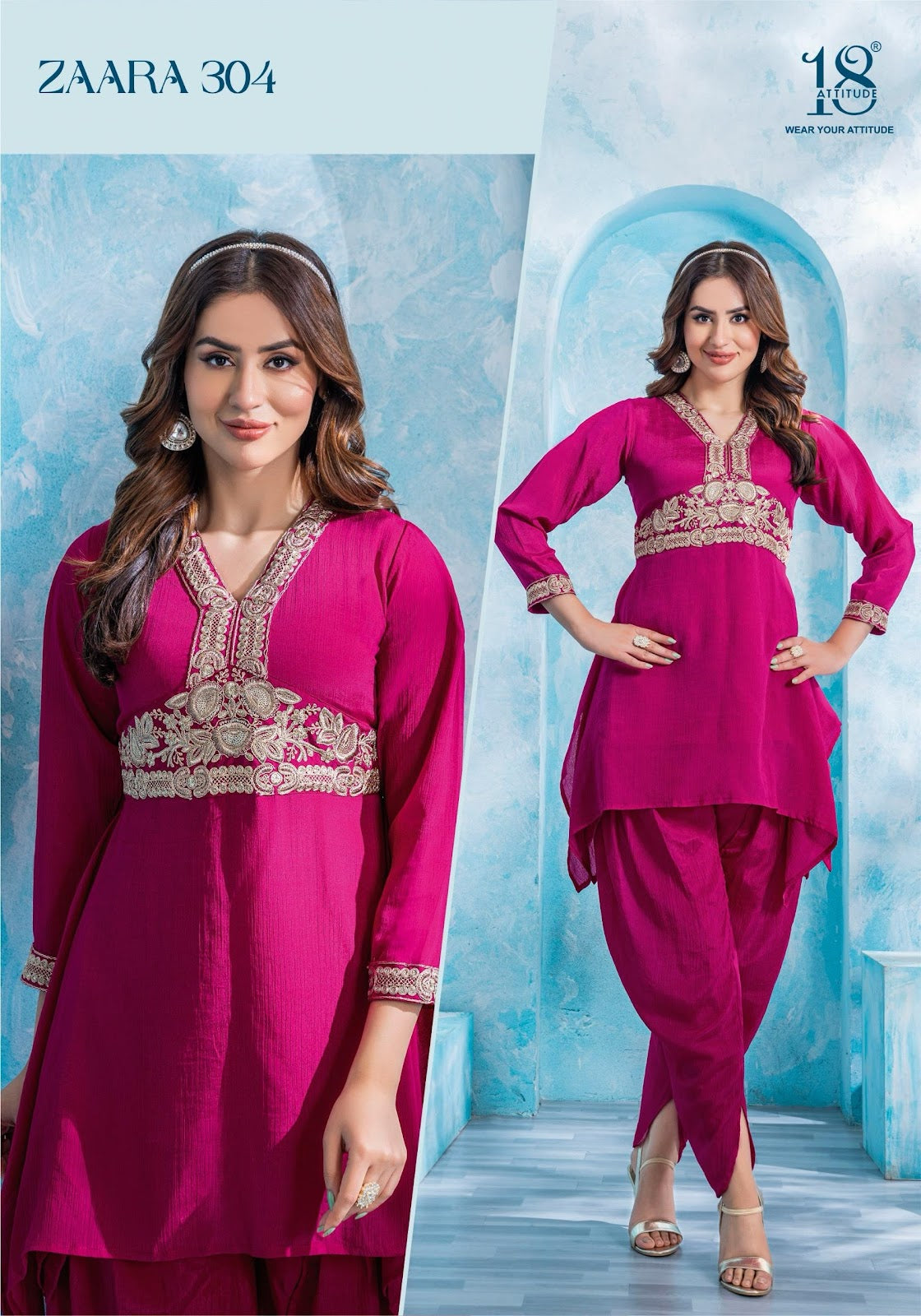 Zaara Vol 3 18 Attitude Chinon Chiffon Co Ord Set Wholesale Price