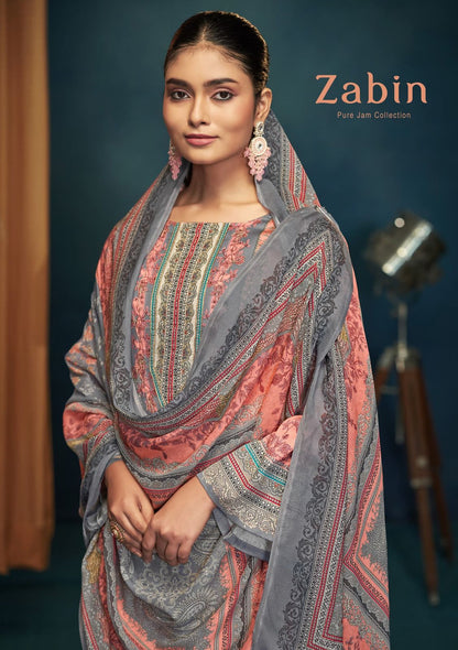 Zabin Sangam Prints Pure Jam Pakistani Salwar Suits Wholesaler
