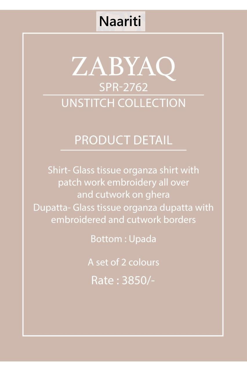 Zabyaq Naariti Tissue Pant Style Suits Wholesaler Ahmedabad