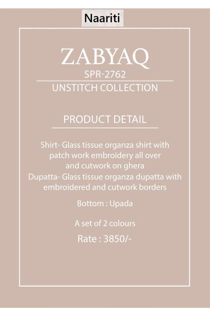 Zabyaq Naariti Tissue Pant Style Suits Wholesaler Ahmedabad