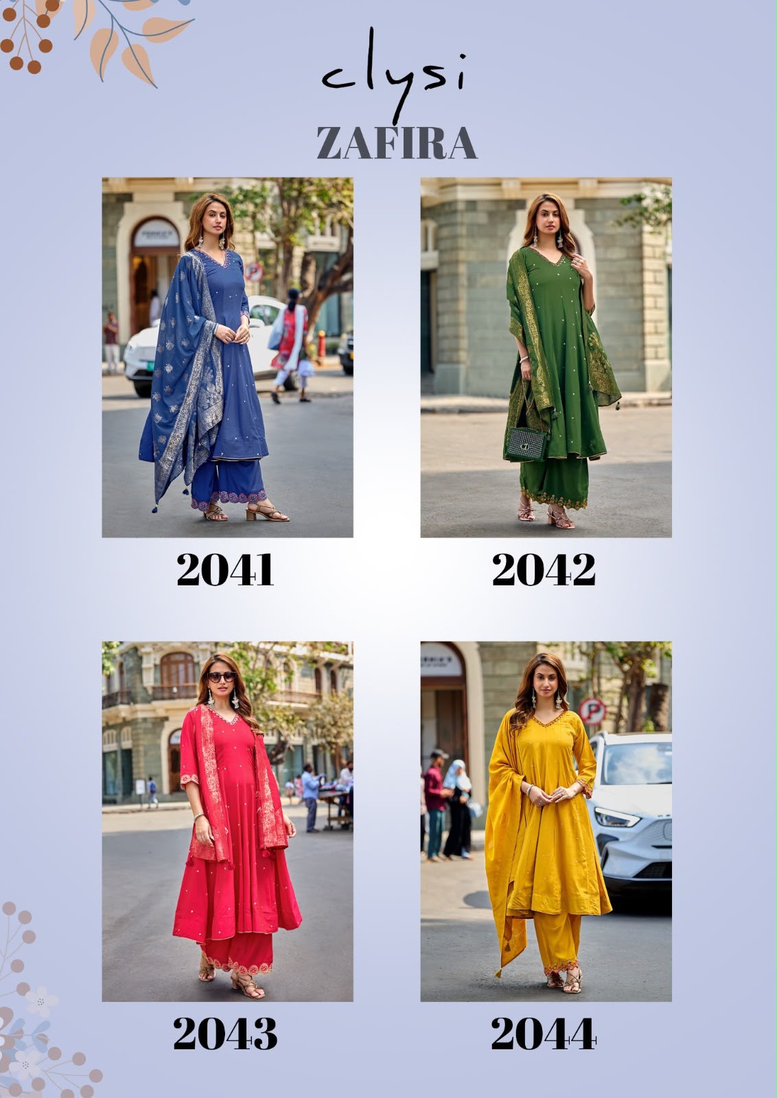Zafira Clysi Muslin Readymade Plazzo Style Suits Exporter India