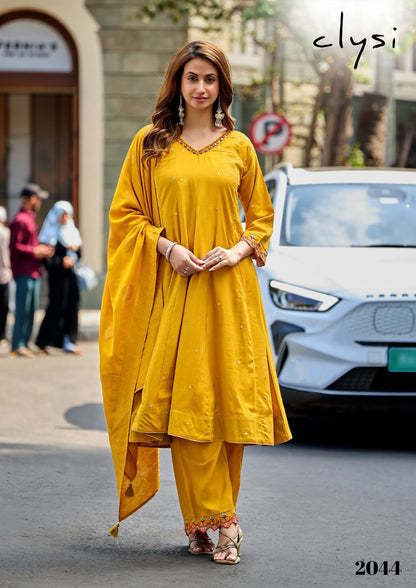 Zafira Clysi Muslin Readymade Plazzo Style Suits Exporter India
