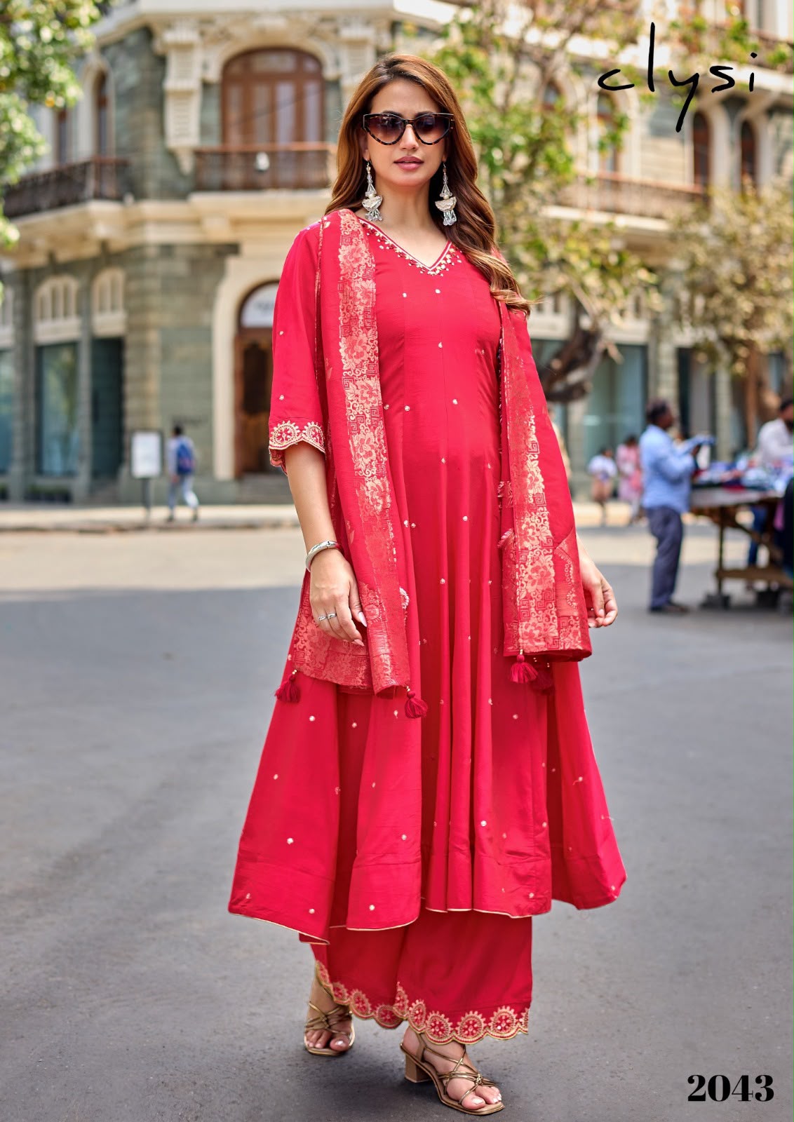 Zafira Clysi Muslin Readymade Plazzo Style Suits Exporter India