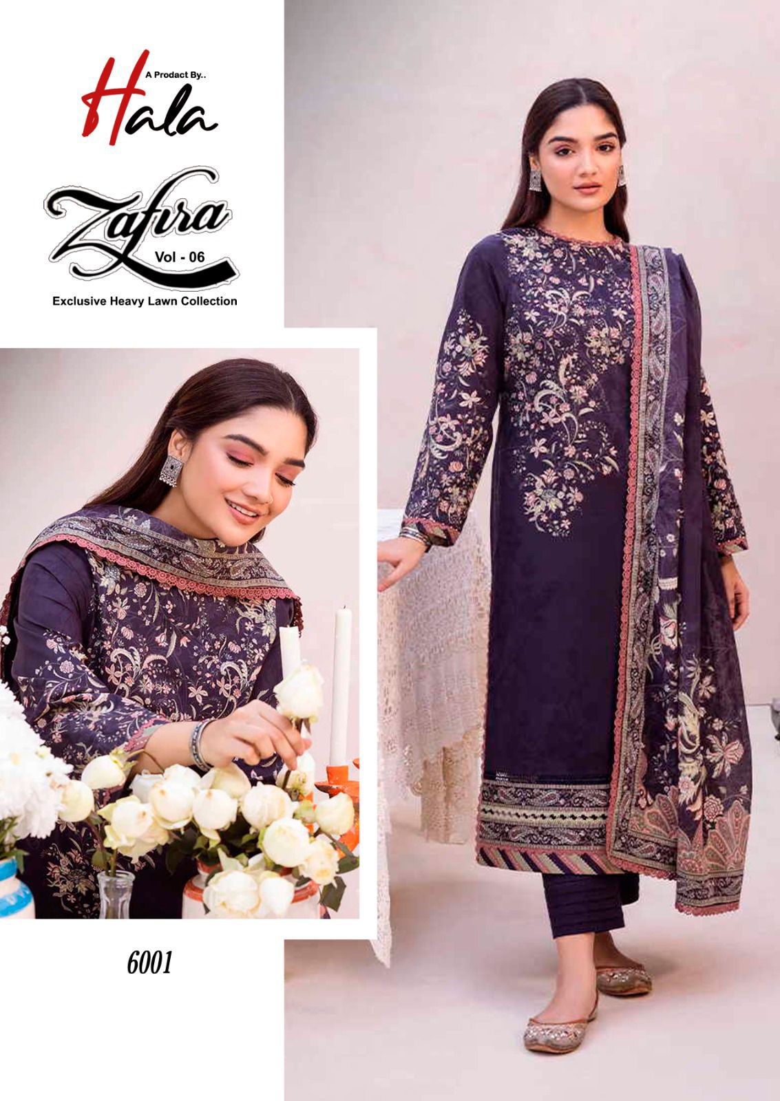 Zafira Vol 6 Hala Lawn Cotton Pakistani Readymade Suits Wholesaler