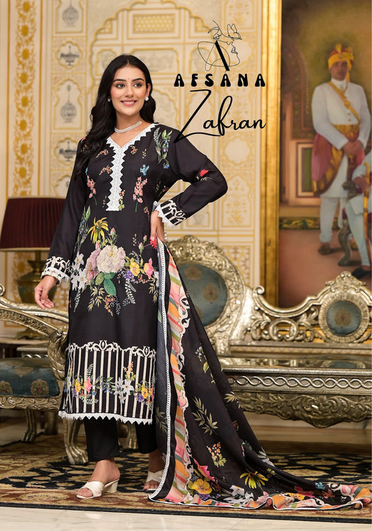 Zafran Afsana Muslin Readymade Pant Style Suits Wholesale Price