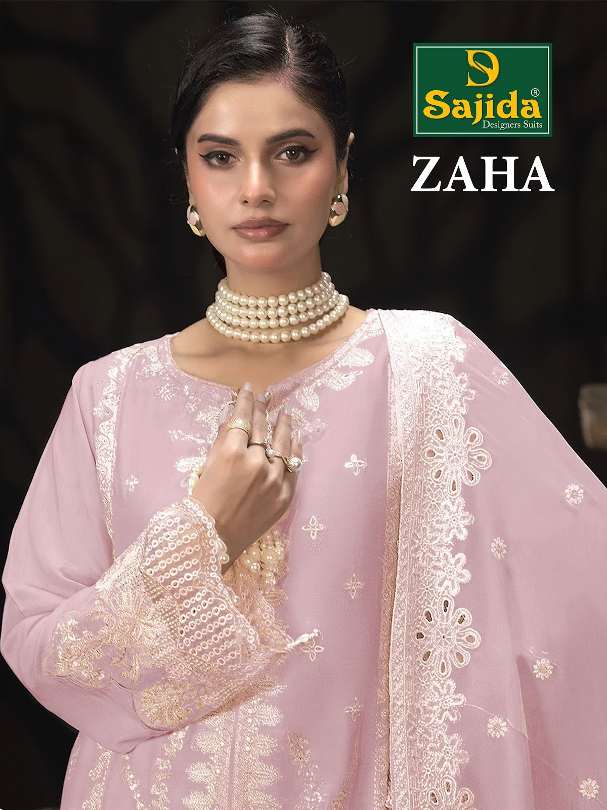Zaha Sajida Organza Pakistani Salwar Suits Wholesale Rate