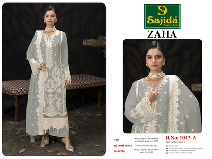 Zaha Sajida Organza Pakistani Salwar Suits Wholesale Rate