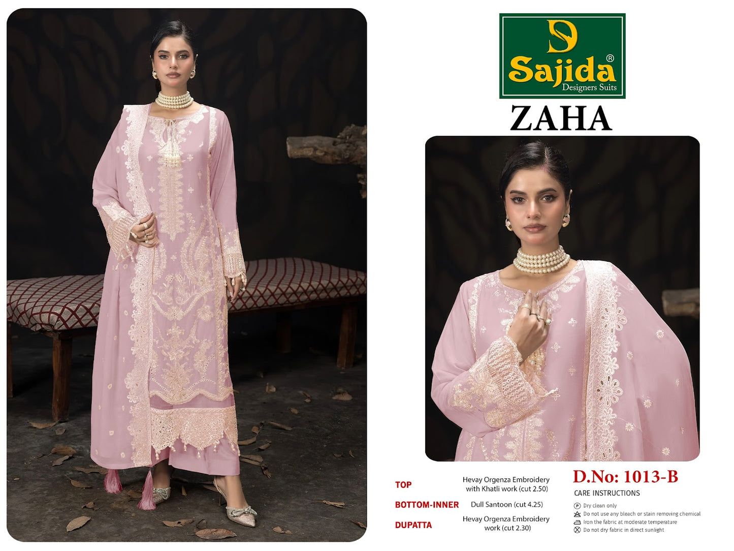 Zaha Sajida Organza Pakistani Salwar Suits Wholesale Rate