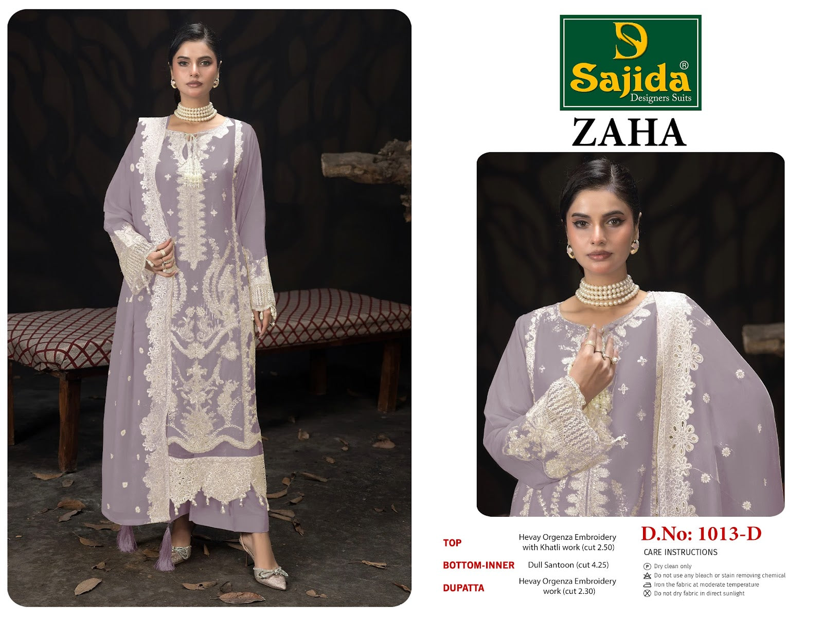 Zaha Sajida Organza Pakistani Salwar Suits Wholesale Rate