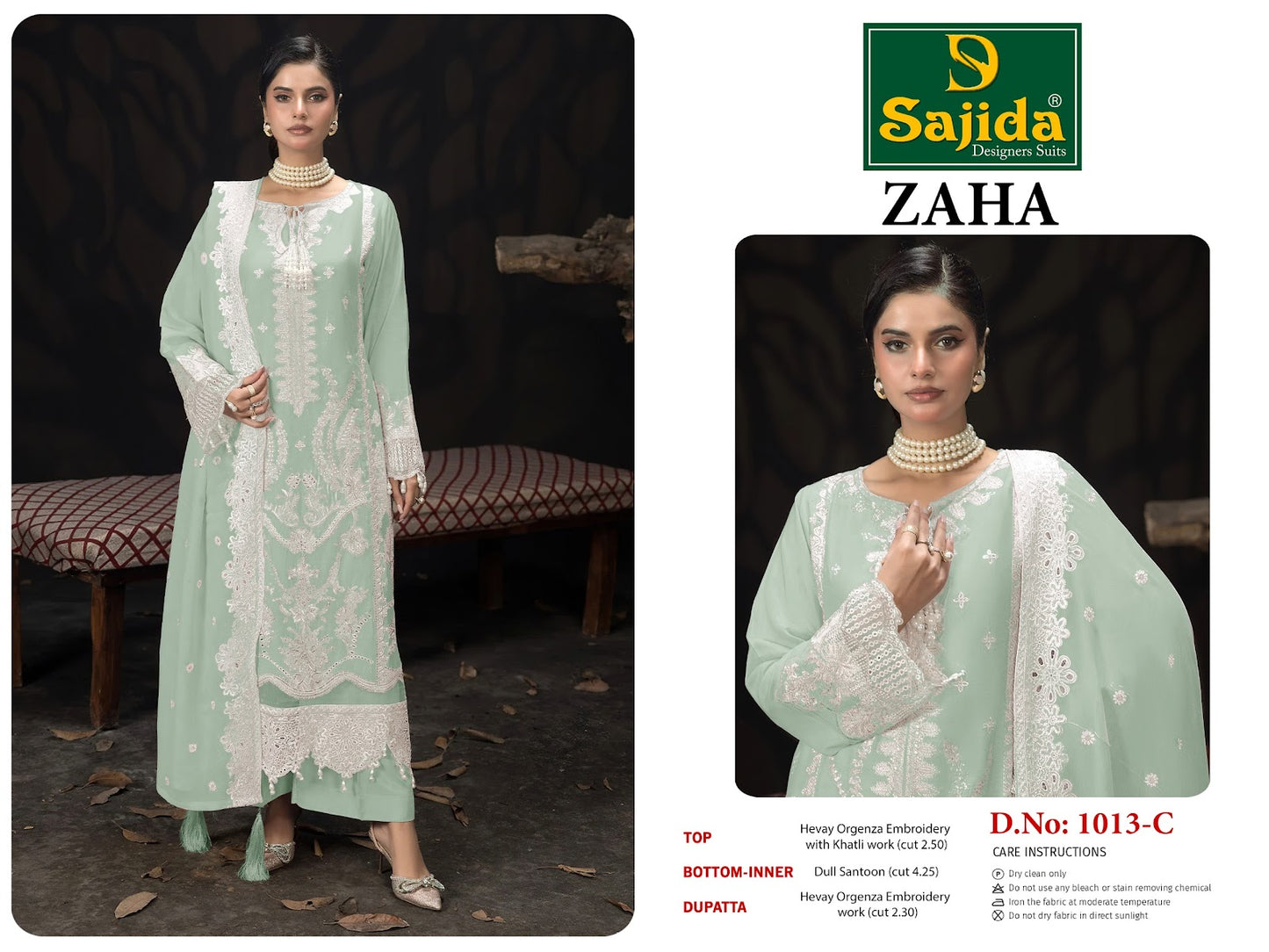 Zaha Sajida Organza Pakistani Salwar Suits Wholesale Rate