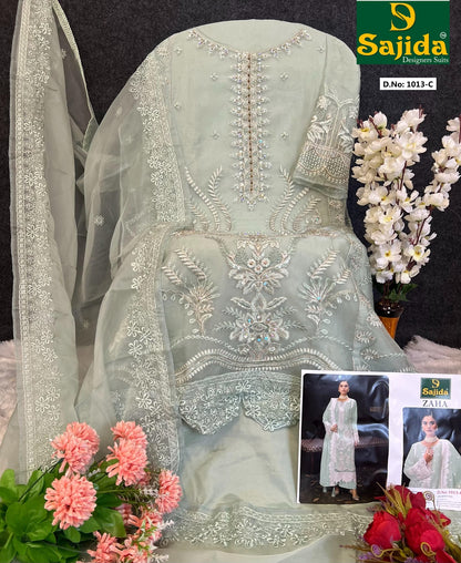 Zaha Sajida Organza Pakistani Salwar Suits Wholesale Rate