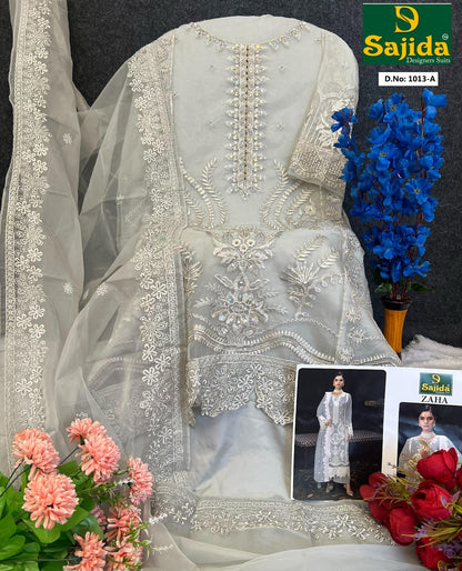 Zaha Sajida Organza Pakistani Salwar Suits Wholesale Rate