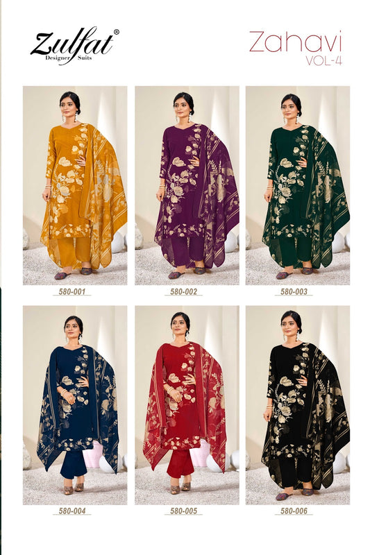 Zahavi Vol 4 Zulfat Designer Viscose Rayon Pant Style Suits Wholesale