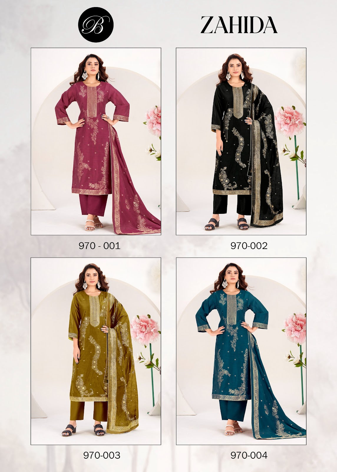 Zahida Belliza Designer Studio Cotton Jacquard Karachi Salwar Suits Wholesale Price