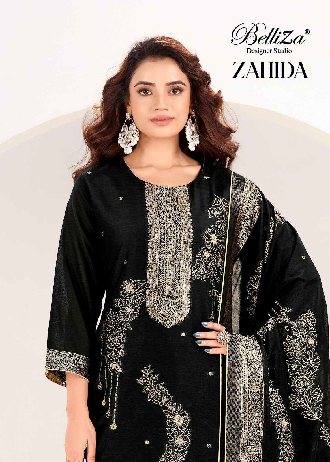 Zahida Belliza Designer Studio Cotton Jacquard Karachi Salwar Suits Wholesale Price
