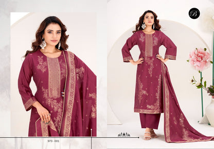Zahida Belliza Designer Studio Cotton Jacquard Karachi Salwar Suits Wholesale Price