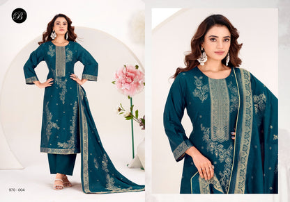 Zahida Belliza Designer Studio Cotton Jacquard Karachi Salwar Suits Wholesale Price