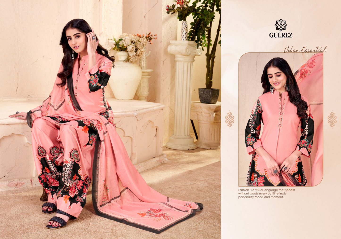 Zahira Gulrez Crape Karachi Readymade Suits Manufacturer Gujarat