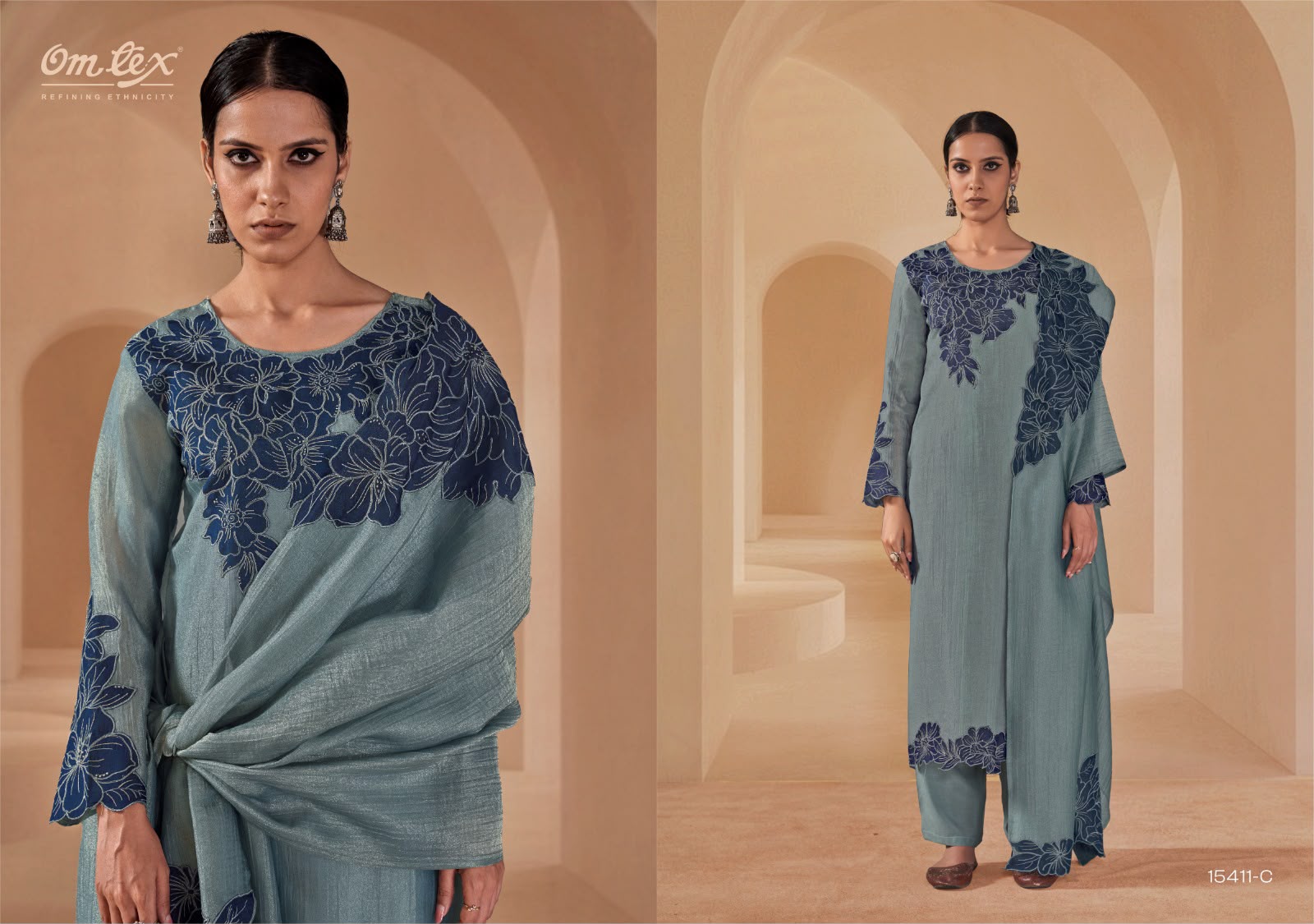 Zahira Omtex Crush Pant Style Suits Exporter India