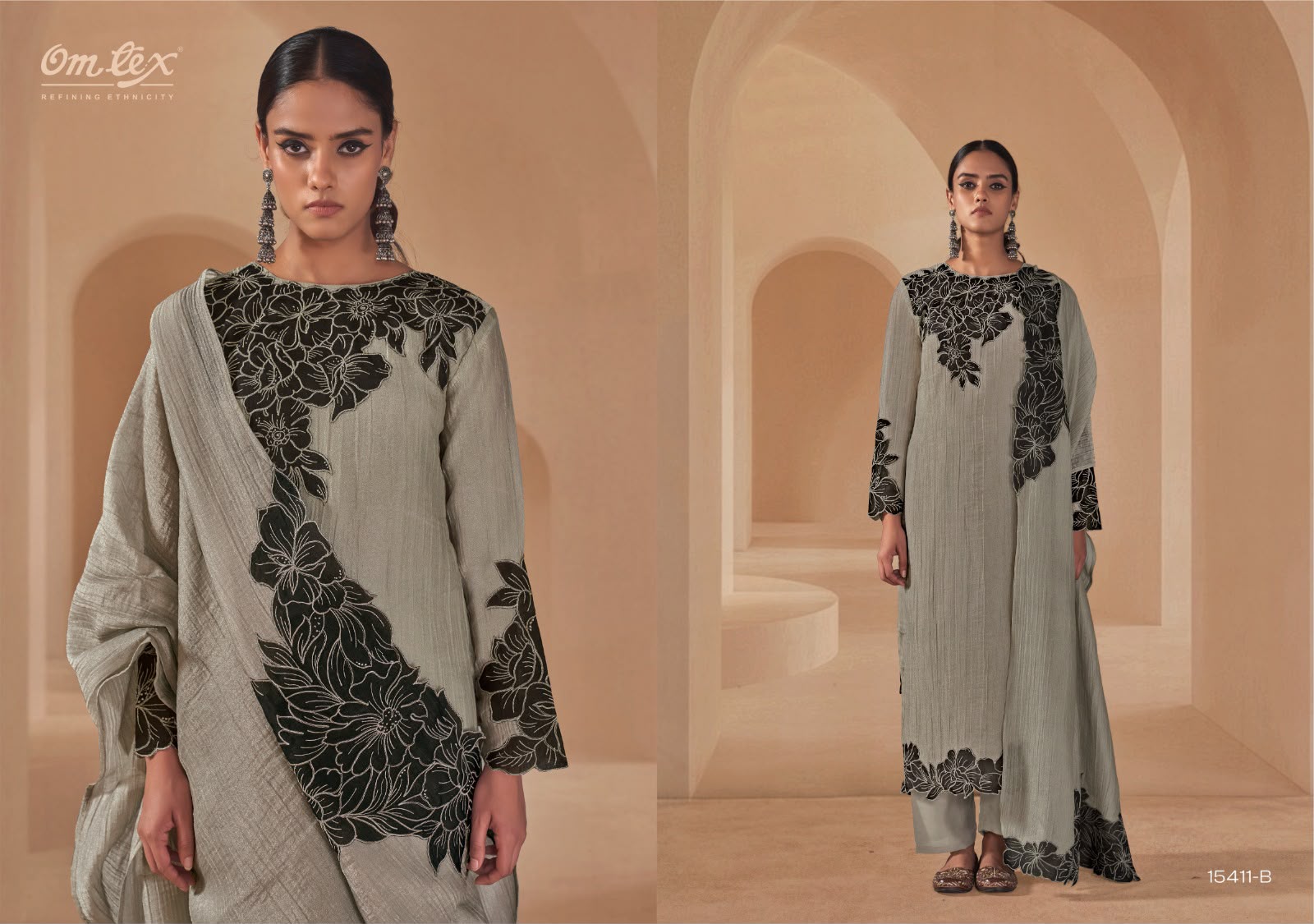 Zahira Omtex Crush Pant Style Suits Exporter India