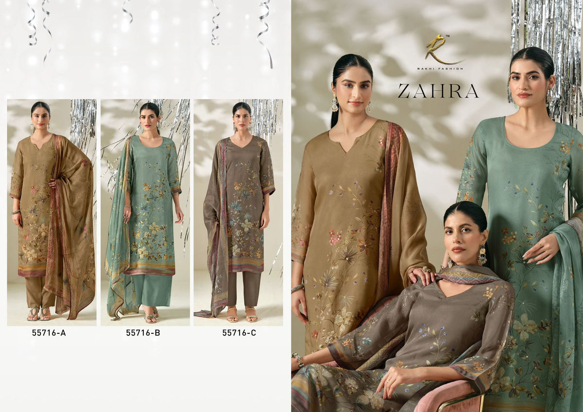 Zahra 55716 Rakhi Fashion Organza Pant Style Suits Manufacturer Ahmedabad