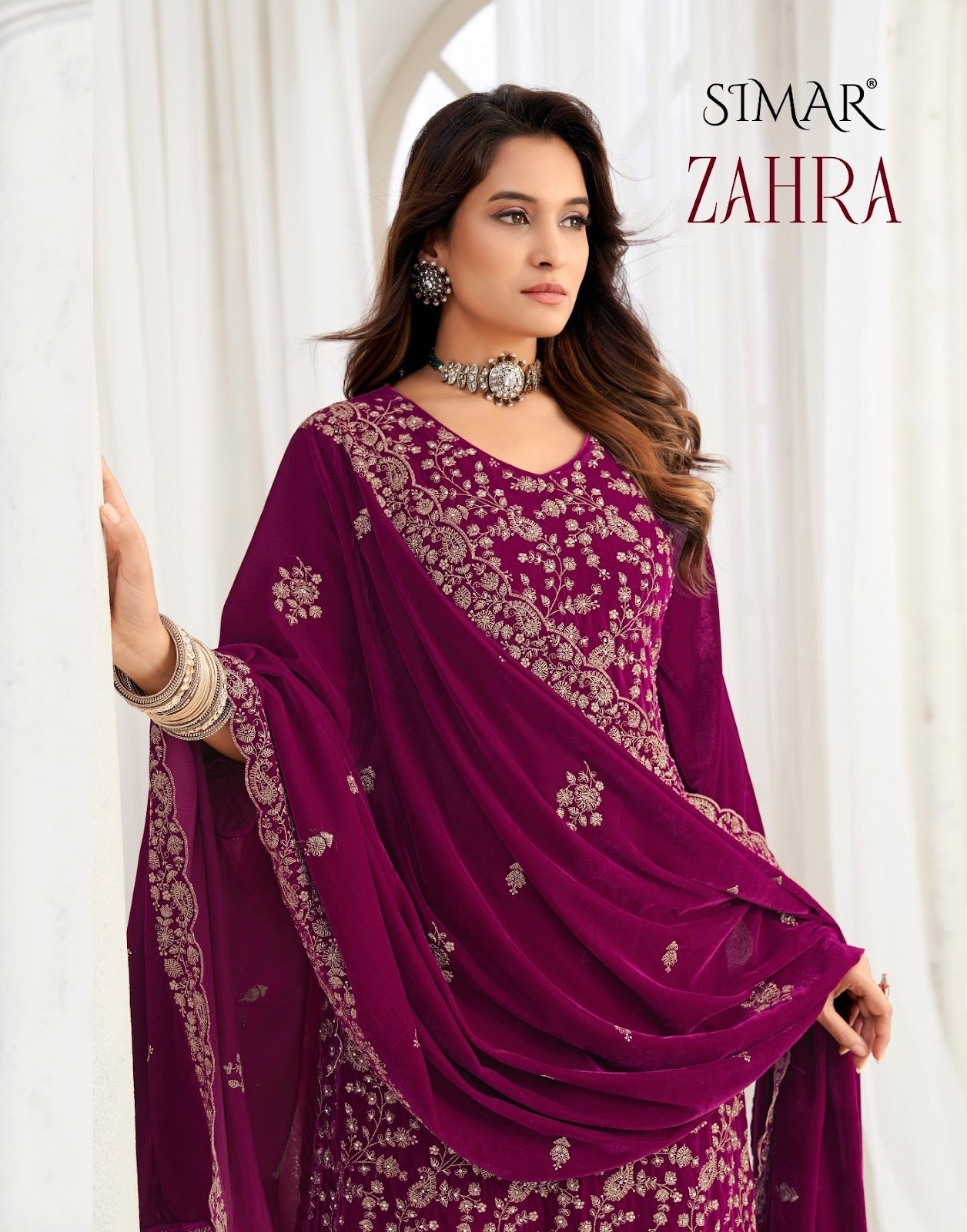 Zahra Simar Velvet Suits Wholesaler India