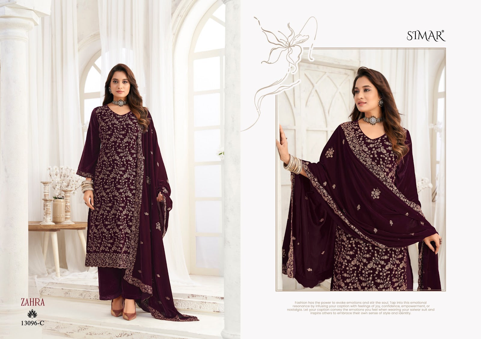 Zahra Simar Velvet Suits Wholesaler India