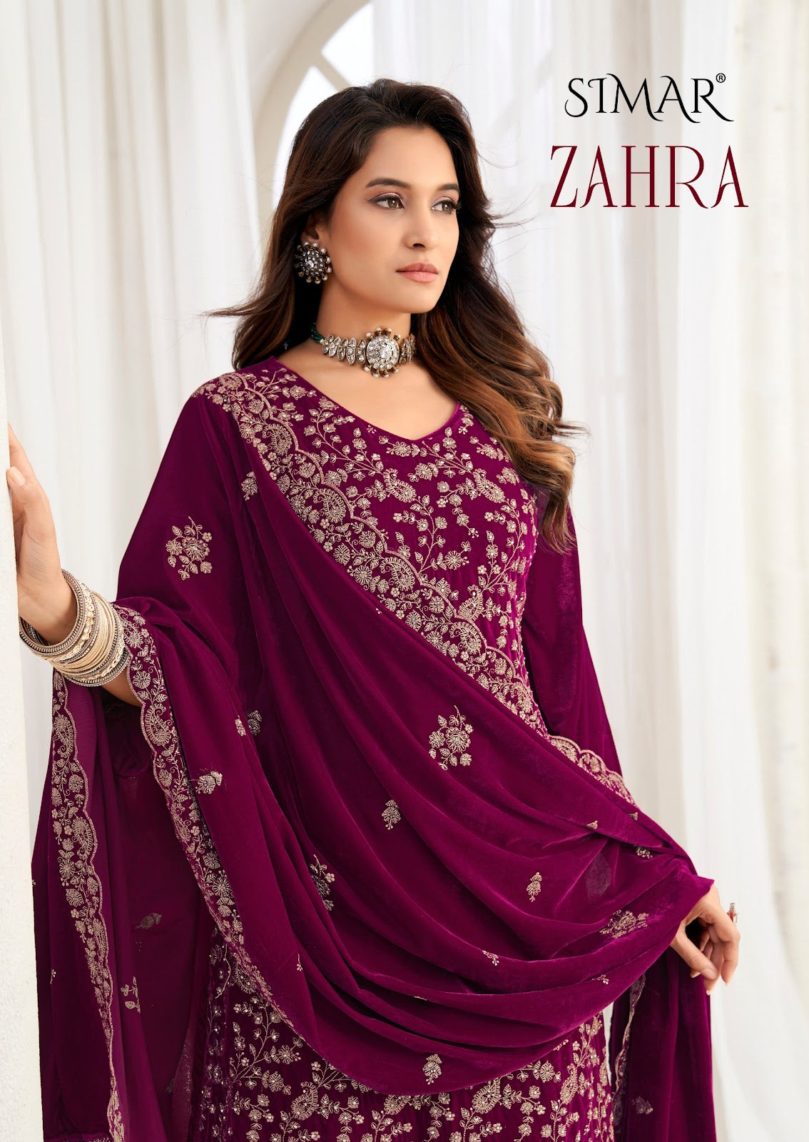 Zahra Simar Velvet Suits Wholesaler India